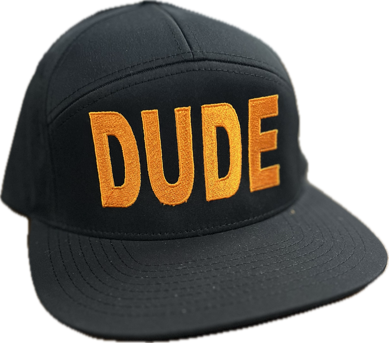 DUDE/ORANGE LETTERING - BLACK / DRY FIT