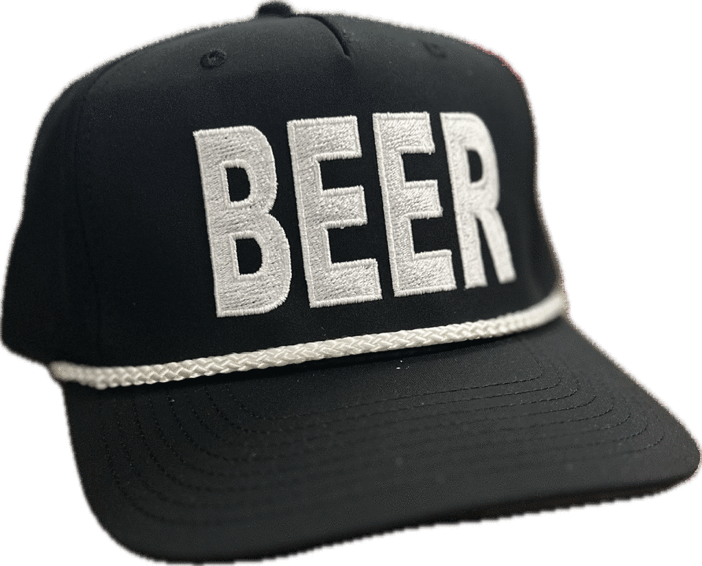 BEER/WHITE LETTERING - BLACK / WHITE ROPE   